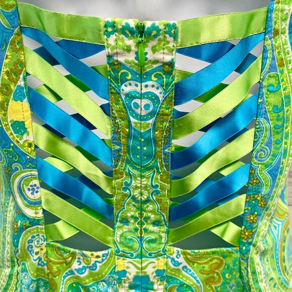 Vintage Escada Cotton Paisley Print Sheath Dress - Picture 5 of 9